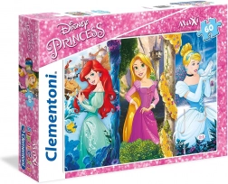 Puslespil Disney prinsesser: Ariel, Rapunzel og Askepot MAXI 60 brikker