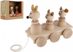 Træk-legetøj af træ Tre Mus
