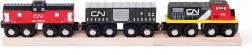 Træjernbane CN med godstog og skinner