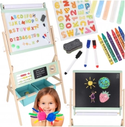 Træ dobbelt-sidet børnetavle LULILO Kredo 3-i-1 med magneter, papir og kurve