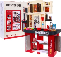 interaktivt legekøkken med vandhane, lys og lyde, 58 dele