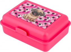 Rosa madkasse med hundeillustration