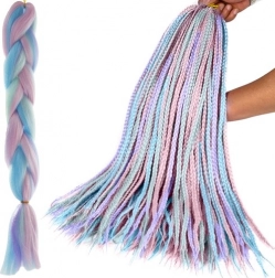 Syntetisk ombré-hår i lilla–blå