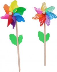 Vindmølle 14 cm med træpind, 3 varianter