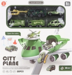 Fly med udtrækbar garage og militære biler