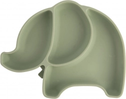 Børnetallerken i silikone med opdelte rum, elefant, grøn 23,5 × 19 × 3,5 cm
