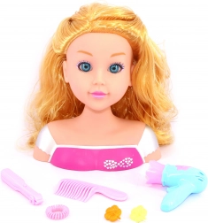 Frisørhoved med tilbehør 22 cm