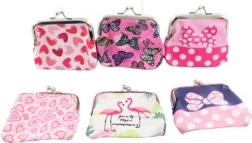 Farverig damepung i kunstlæder 9 × 8,5 cm