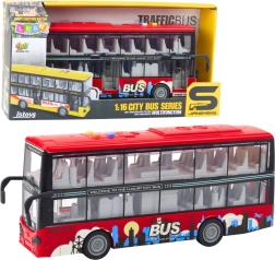 Bybus i to etager 1:16 med friktionsdrev, lys og lyde – rød