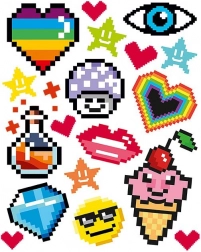 strygemærker pixelmotiver – 2 store ark