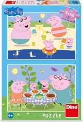 Peppa Pig-puslespil på ferie 2×48 brikker