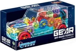 gennemsigtigt off-road bil med gear og lyseffekter