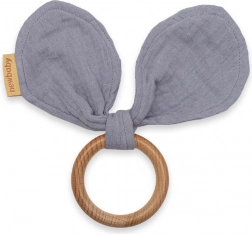 Træbidering med musselinører New Baby, grå