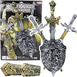 Ridder-sæt med sværd, skjold og beskyttelser