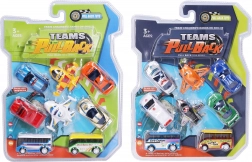 Sæt med otte køretøjer med friktionsoptræk 7 cm