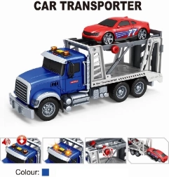 Trækbil med autotransport 1:14 med træk-op motor og lys