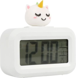 Hvid vækkeur med enhjørning