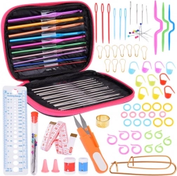 Hæklesæt 100 stk hæklenåle 0,6-6,5 mm med tilbehør i etui