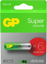 Alkaliske batterier GP Super AA 6 stk