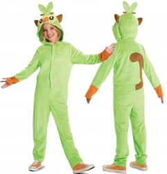 Børnekostume POKEMON Grookey grønt kigurumi med hætte 127–136 cm (7–8 år)