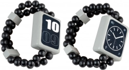 dobbelt­siddet træarmbåndsur til børn med elastik, sort