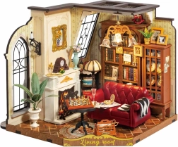 Rolife DIY 3D træpuslespil stue med LED-belysning