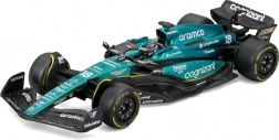 bburago 1:43 formula 1 aston martin amr23 #18 lance stroll – metalmodel med chauffør i gaveæske