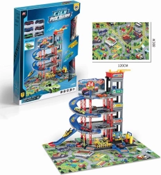 Mega fleretagers parkeringshus med måtte og tilbehør