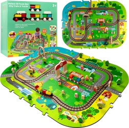 Skummat 3D by med batteritog, skinner og tilbehør 56 dele HUMBI