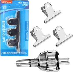 Sæt med metal kontorklemmer 75 mm 3 stk