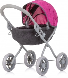 Dyb barnevogn til dukker Chipolino Daisy Grey/Pink