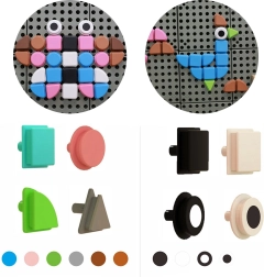 Masterkidz sæt med knopper i geometriske former 64 stk til STEM-tavler