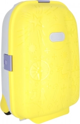 Børne-kabinekuffert på hjul med LED-hjul og plads til navn – Gul