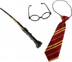 Tryllesæt med briller, slips og stav