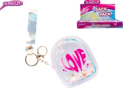 Glamour mini-rygsæk – holografisk nøglering LOVE