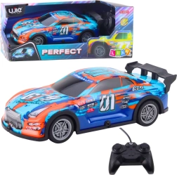 RC racerbil med lysende karrosseri, orange–turkis