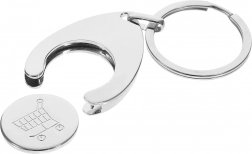 Metalnøglevedhæng 2-i-1 med jeton til indkøbsvogn