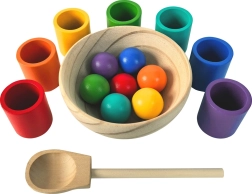 2Kids Toys regnbuekugler og kopper – Montessori-sæt med 7 farver