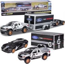 Maisto metalsæt 1:64 – FORD Raptor med trailer og FORD GT Heritage