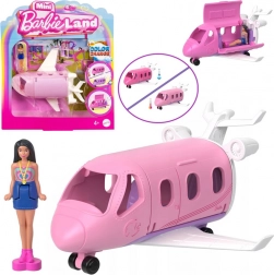 mattel mini barbie land – pilotdukke med fly