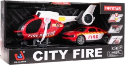 Brandmandsæt: helikopter og bil med lys og lyde