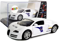 Politi sportsvogn med pull-back, lys og lyd – hvid
