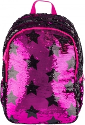 Skolerygsæk med pailletter og stjernemønster