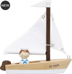Træsejlbåd med kaptajn fra Le Toy Van