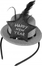 Hårbøjle med mini-hat Happy New Year