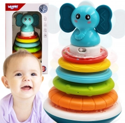 Interaktivt Elefant-tårn med ringe fra Woopie Toys