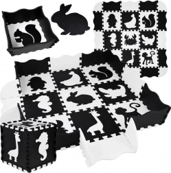 Skumpuslespil – kontrastfyldt børnemåtte Dyr 120 × 120 cm