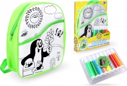 Farvelægning-rygsæk med Muldvarpen med grøn baggrund 30 cm + 8 tuscher