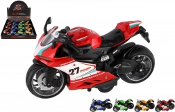 Plast vej-motorcykel 13 cm med pull-back, lys og lyd