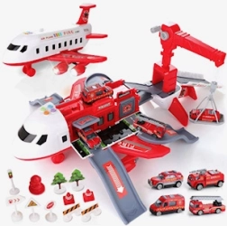 Sammenklappeligt fly med stort parkeringsområde og kran – brandmandsæt